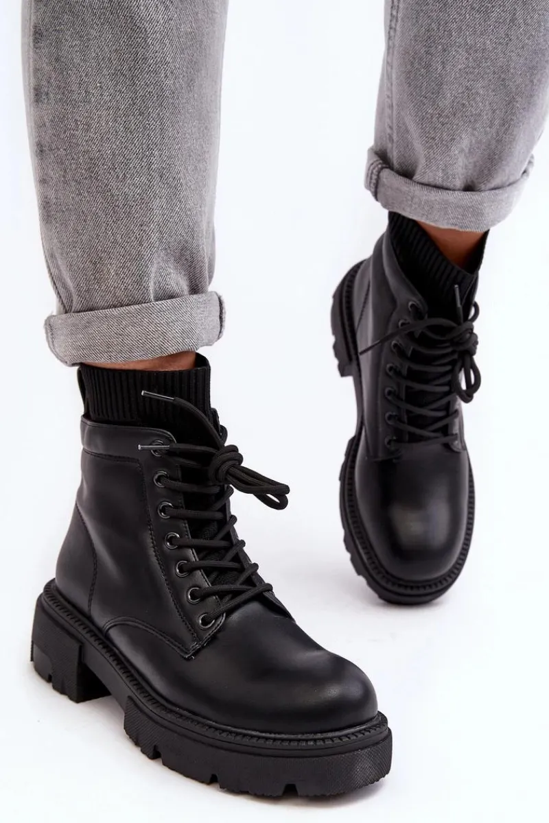 Discount Boto Trapery Botki Damskie Ze Skarpetą Czarne Rivella Czarny