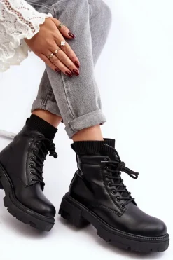 Discount Boto Trapery Botki Damskie Ze Skarpetą Czarne Rivella Czarny