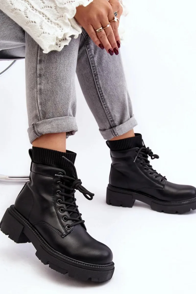 Discount Boto Trapery Botki Damskie Ze Skarpetą Czarne Rivella Czarny