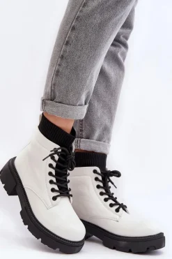 Outlet Trapery Botki Damskie Ze Skarpetą Biało-Czarne Rivella Damskie Damskie Trapery|Botki Sznurowane