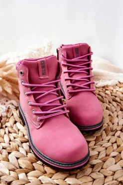 Best Trapery Botki Dziecięce Big Star BB374124BS Różowe Dzieci Dziewczęce