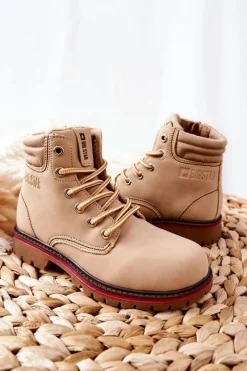 Discount Trapery Botki Dziecięce Big Star BB374126BS Beżowe Dzieci Dziewczęce