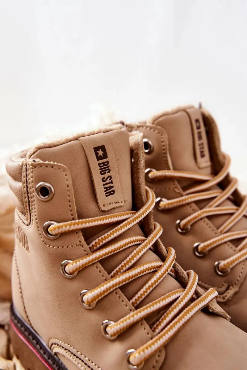 Discount Trapery Botki Dziecięce Big Star BB374126BS Beżowe Dzieci Dziewczęce