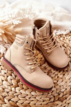 Discount Trapery Botki Dziecięce Big Star BB374126BS Beżowe Dzieci Dziewczęce