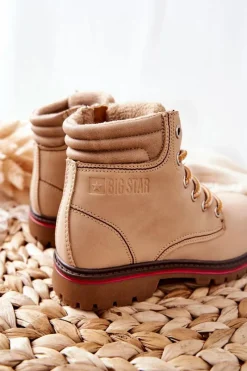 Discount Trapery Botki Dziecięce Big Star BB374126BS Beżowe Dzieci Dziewczęce