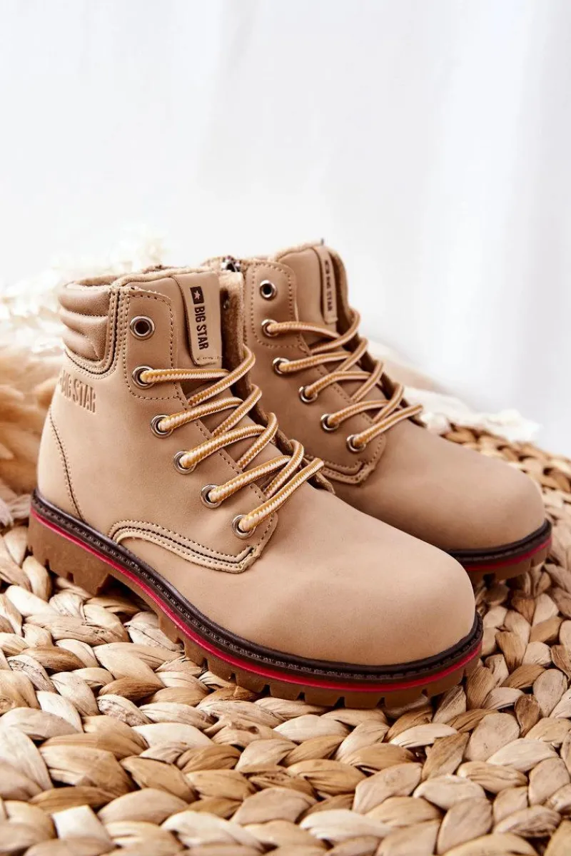 Discount Trapery Botki Dziecięce Big Star BB374126BS Beżowe Dzieci Dziewczęce