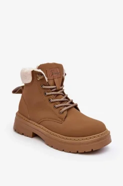 Sale Trapery Damskie Skórzane Z Kożuchem Brązowe Lynnvia Damskie Botki Ocieplane|Damskie Trapery