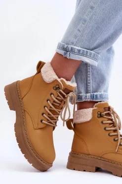 Sale Trapery Damskie Z Kożuchem Brązowe Jette Damskie Botki Ocieplane|Damskie Trapery