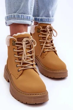 Sale Trapery Damskie Z Kożuchem Brązowe Jette Damskie Botki Ocieplane|Damskie Trapery