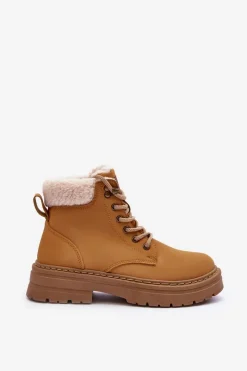 Sale Trapery Damskie Z Kożuchem Brązowe Jette Damskie Botki Ocieplane|Damskie Trapery