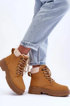 Sale Trapery Damskie Z Kożuchem Brązowe Jette Damskie Botki Ocieplane|Damskie Trapery