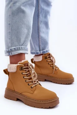 Sale Trapery Damskie Z Kożuchem Brązowe Jette Damskie Botki Ocieplane|Damskie Trapery