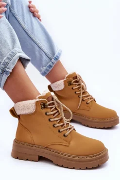 Sale Trapery Damskie Z Kożuchem Brązowe Jette Damskie Botki Ocieplane|Damskie Trapery