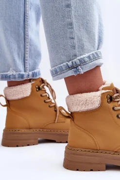 Sale Trapery Damskie Z Kożuchem Brązowe Jette Damskie Botki Ocieplane|Damskie Trapery