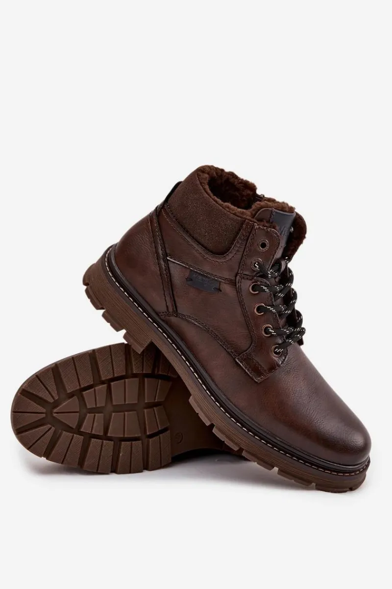 Botki Męskie>Wrangler Trapery Męskie Ocieplane 20253034.IKU Ciemnobrązowe Brązowy
