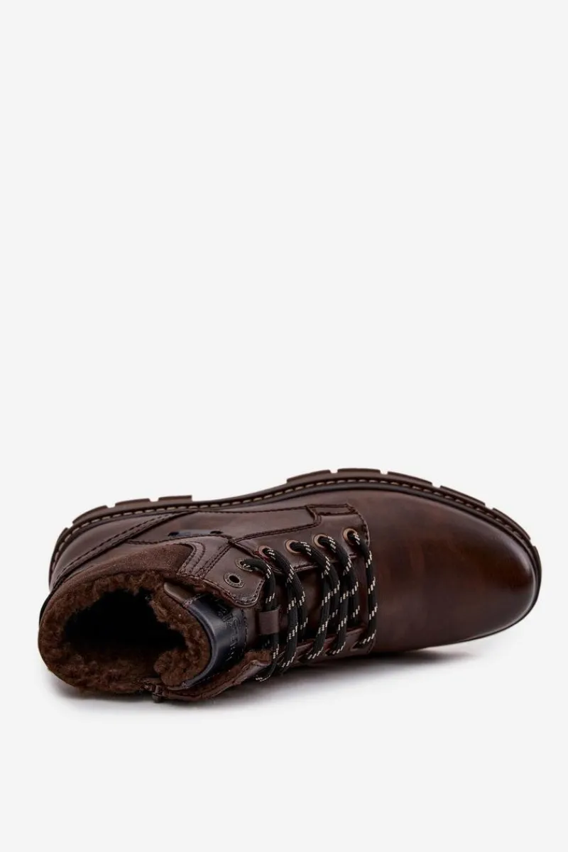 Botki Męskie>Wrangler Trapery Męskie Ocieplane 20253034.IKU Ciemnobrązowe Brązowy