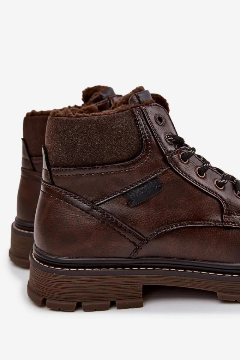 Botki Męskie>Wrangler Trapery Męskie Ocieplane 20253034.IKU Ciemnobrązowe Brązowy
