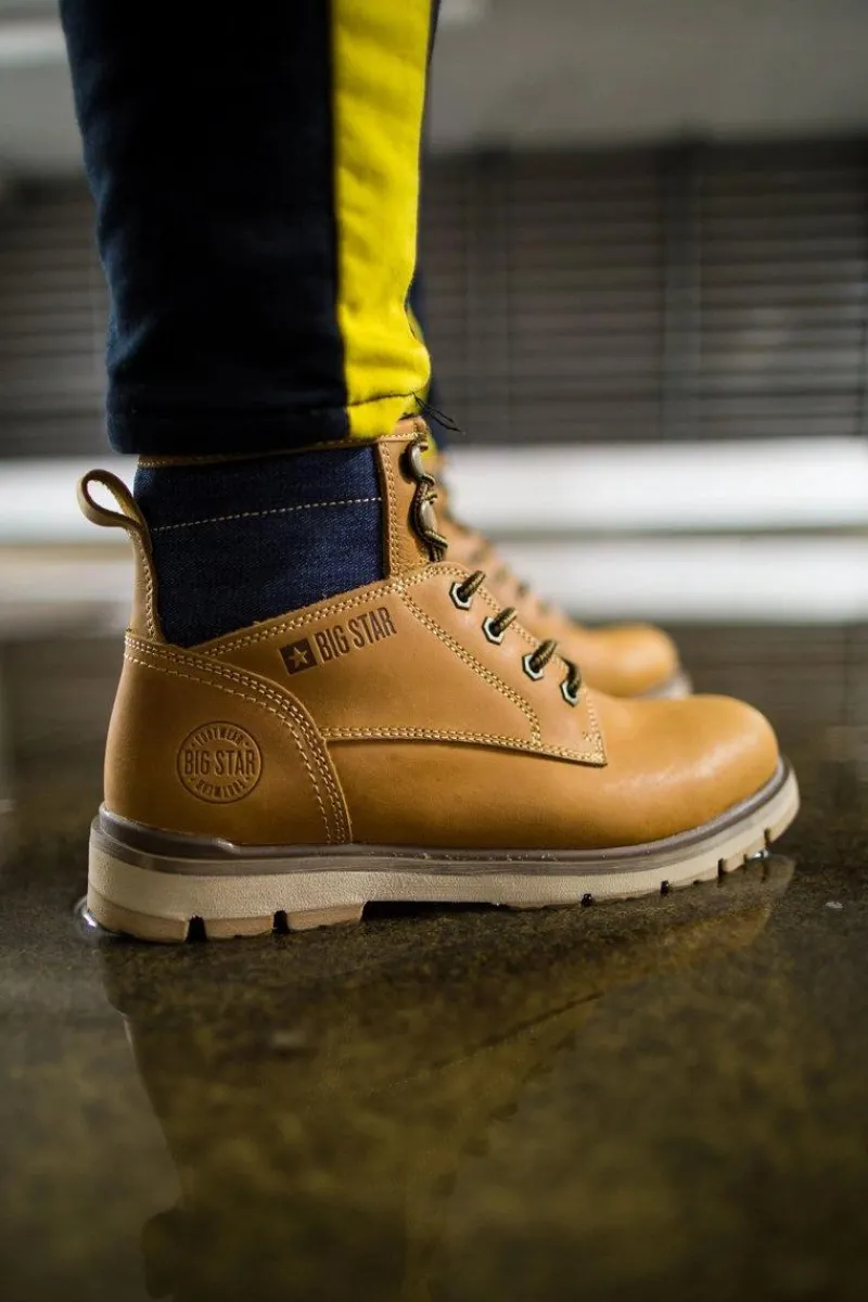 New Trapery Męskie Skórzane Big Star Camel EE174266 Męskie Botki Męskie