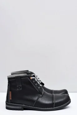 Best Boto Trapery Męskie Skórzane Czarne Genoto