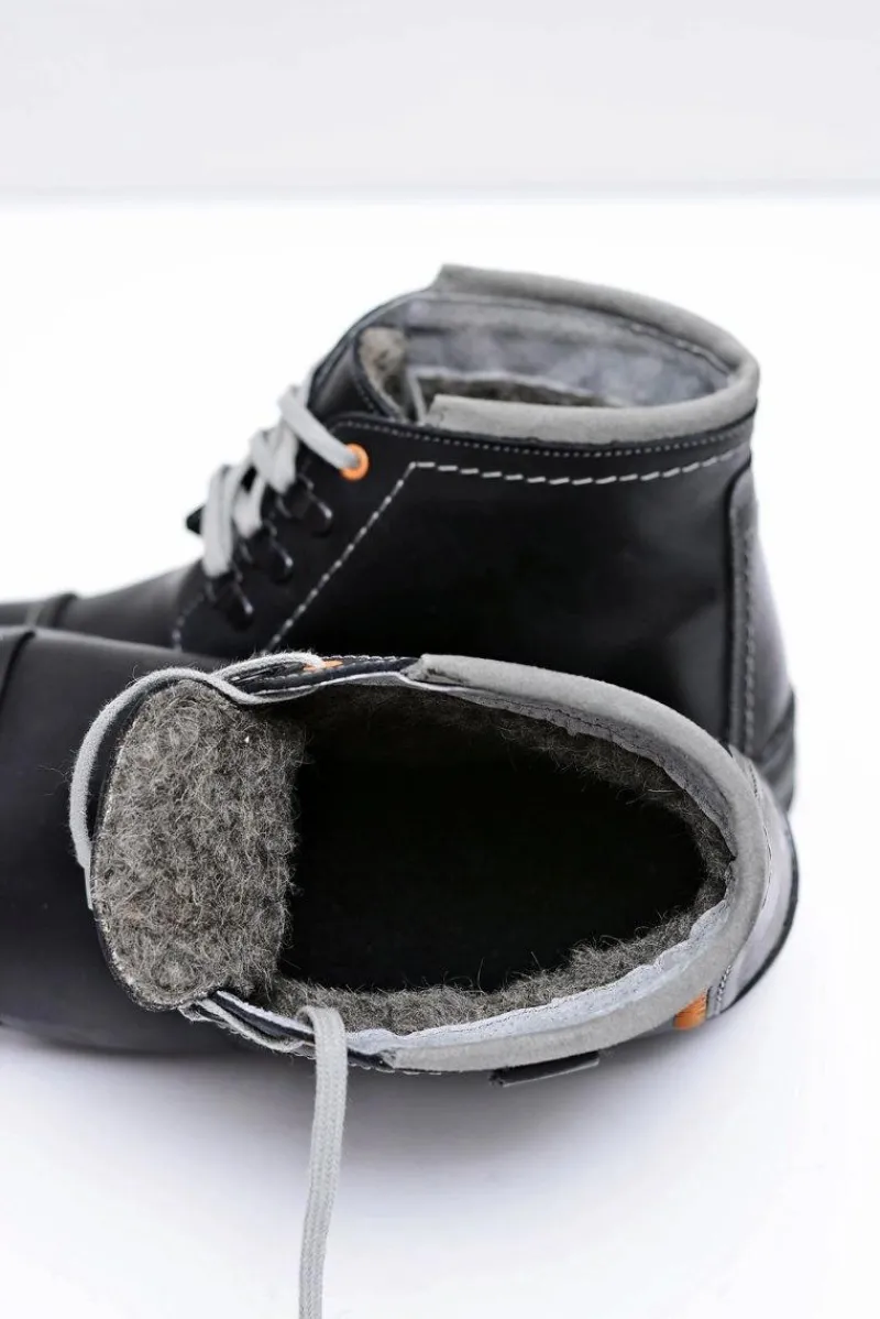 Best Boto Trapery Męskie Skórzane Czarne Genoto