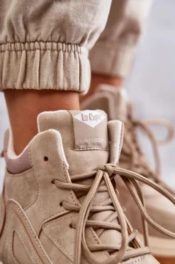 Damskie Trapery|Botki Sznurowane></noscript>Lee Cooper Trapery na platformie LCJ-22-44-1352L Beżowe