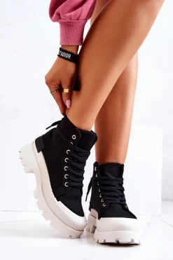 Sale Trapery Wiązane Czarne Faithfull Damskie Damskie Trapery|Botki Sznurowane