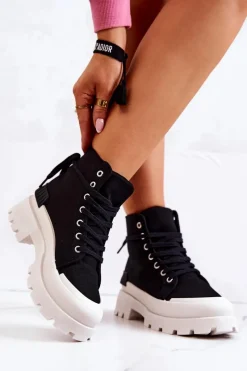 Sale Trapery Wiązane Czarne Faithfull Damskie Damskie Trapery|Botki Sznurowane