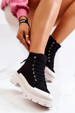 Sale Trapery Wiązane Czarne Faithfull Damskie Damskie Trapery|Botki Sznurowane