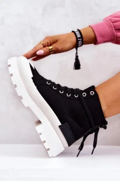 Sale Trapery Wiązane Czarne Faithfull Damskie Damskie Trapery|Botki Sznurowane