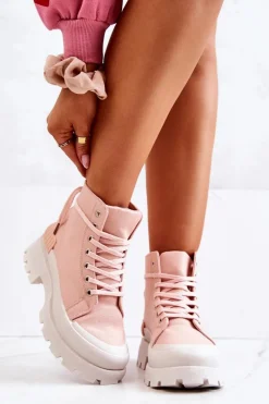 Outlet Boto Trapery Wiązane Różowe Faithfull