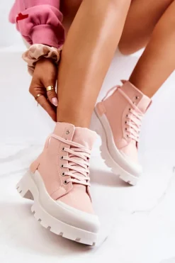 Outlet Boto Trapery Wiązane Różowe Faithfull