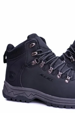 Outlet Trekkingowe Buty Męskie Ocieplane za Kostkę Czarne Carlito Męskie Obuwie Trekkingowe Męskie