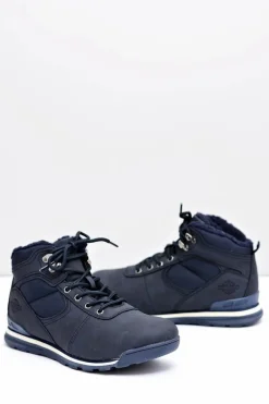 Hot Boto Trekkingowe Damskie Granatowe Ocieplane Buty z Kożuszkiem Sheep