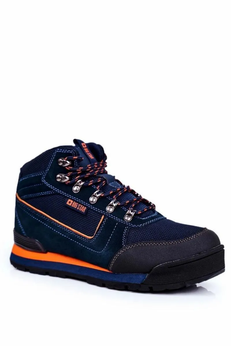 Hot Trekkingowe Męskie Buty Big Star Outdoor Granatowe GG174199 Męskie Obuwie Trekkingowe Męskie
