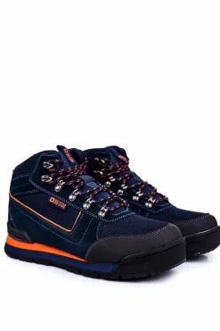 Hot Trekkingowe Męskie Buty Big Star Outdoor Granatowe GG174199 Męskie Obuwie Trekkingowe Męskie