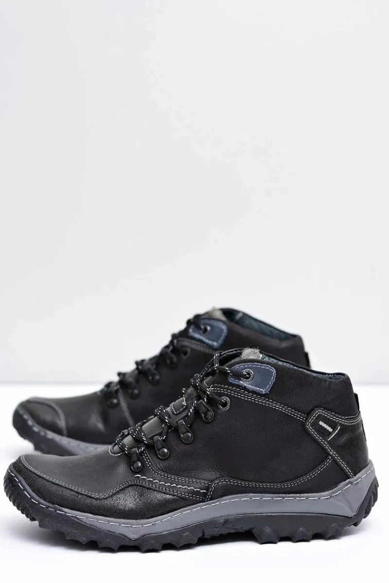 Outlet Trekkingowe Męskie Czarne Ocieplane Półbuty Etemor Męskie Obuwie Trekkingowe Męskie