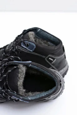 Outlet Trekkingowe Męskie Czarne Ocieplane Półbuty Etemor Męskie Obuwie Trekkingowe Męskie