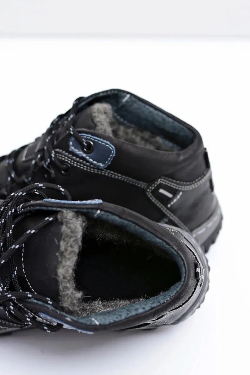 Outlet Trekkingowe Męskie Czarne Ocieplane Półbuty Etemor Męskie Obuwie Trekkingowe Męskie