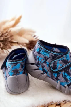 Online Trzewiki Papcie 523P014 Szaro-Niebieskie Dzieci Chłopięce|Chłopięce