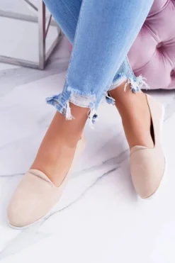 New Boto Vices | Beżowe Zamszowe Baleriny Imany