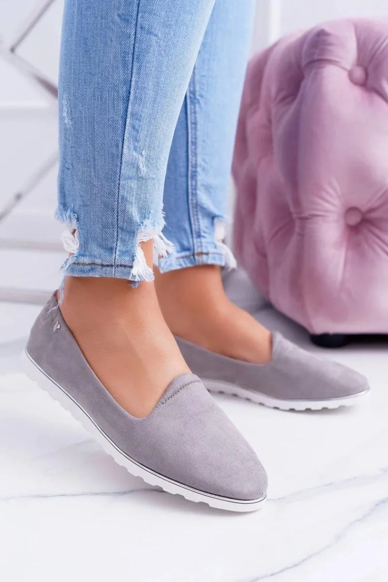 Baleriny Klasyczne>Boto Vices | Szare Zamszowe Baleriny Imany