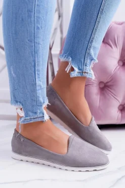 Baleriny Klasyczne>Boto Vices | Szare Zamszowe Baleriny Imany