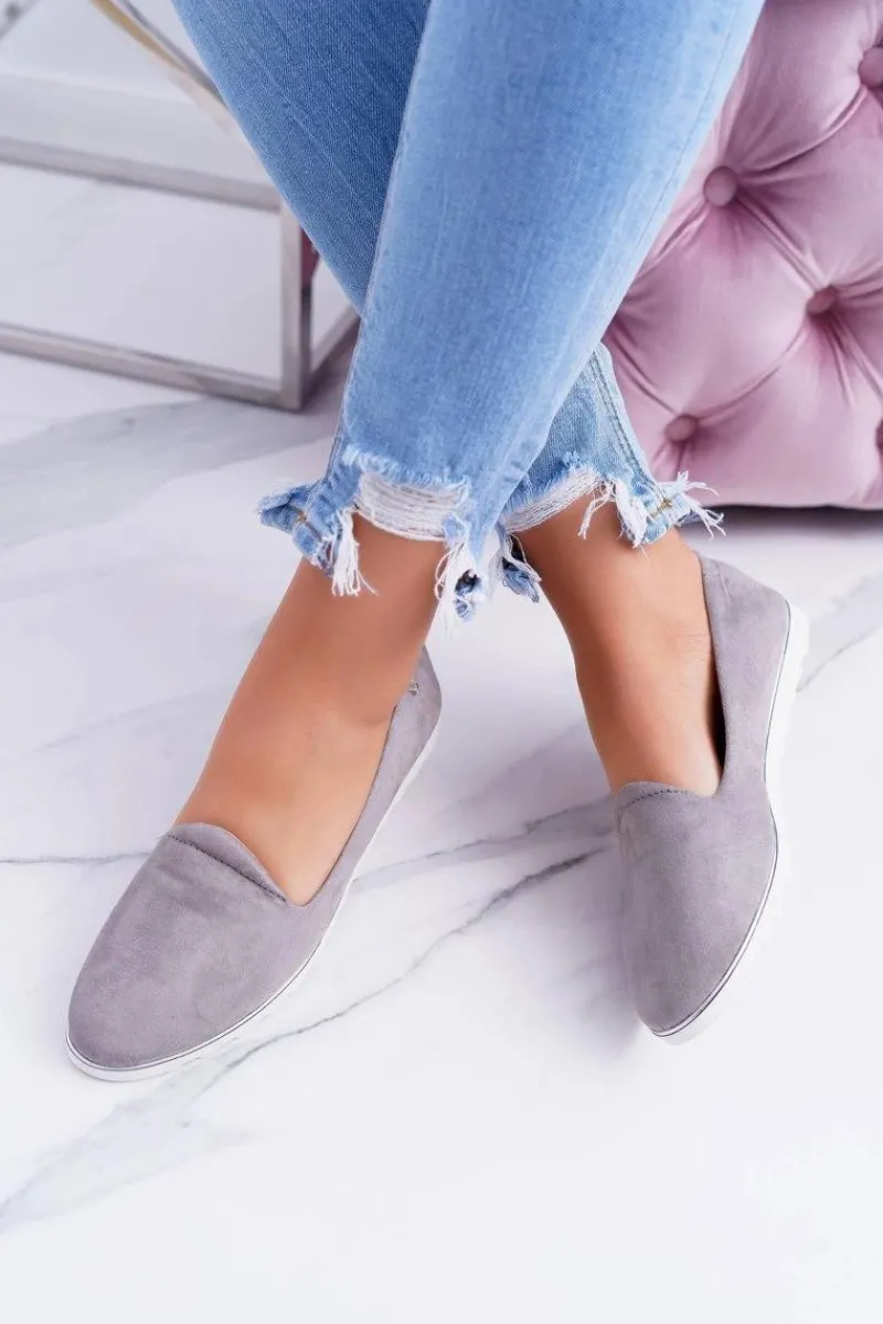 Baleriny Klasyczne>Boto Vices | Szare Zamszowe Baleriny Imany