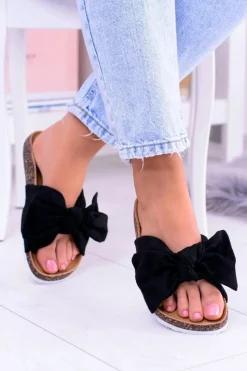 Klapki Korkowe|Klapki Damskie Klasyczne>Boto Vices Damskie Czarne Klapki Na Korku Kokarda Nina