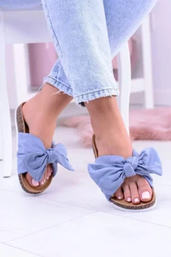 Online Vices Damskie Niebieskie Klapki Na Korku Kokarda Nina Damskie Klapki Korkowe|Klapki Damskie Klasyczne