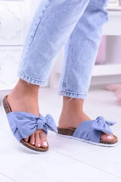 Online Vices Damskie Niebieskie Klapki Na Korku Kokarda Nina Damskie Klapki Korkowe|Klapki Damskie Klasyczne