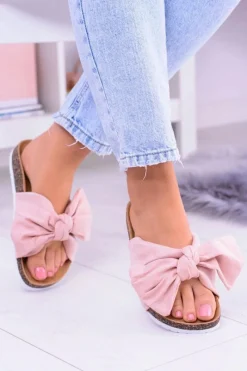 Hot Vices Damskie Różowe Klapki Na Korku Kokarda Nina Damskie Klapki Korkowe|Klapki Damskie Klasyczne