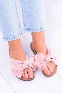 Hot Vices Damskie Różowe Klapki Na Korku Kokarda Nina Damskie Klapki Korkowe|Klapki Damskie Klasyczne