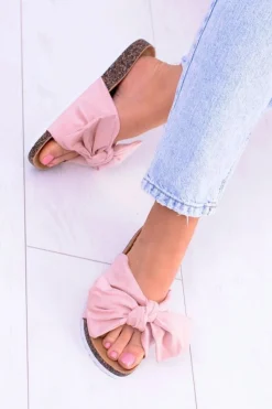 Hot Vices Damskie Różowe Klapki Na Korku Kokarda Nina Damskie Klapki Korkowe|Klapki Damskie Klasyczne