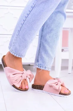 Hot Vices Damskie Różowe Klapki Na Korku Kokarda Nina Damskie Klapki Korkowe|Klapki Damskie Klasyczne